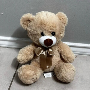Brown Teddy Bear Tan Bow Plush Stuffed Animal Toy Pelucheria Soft.